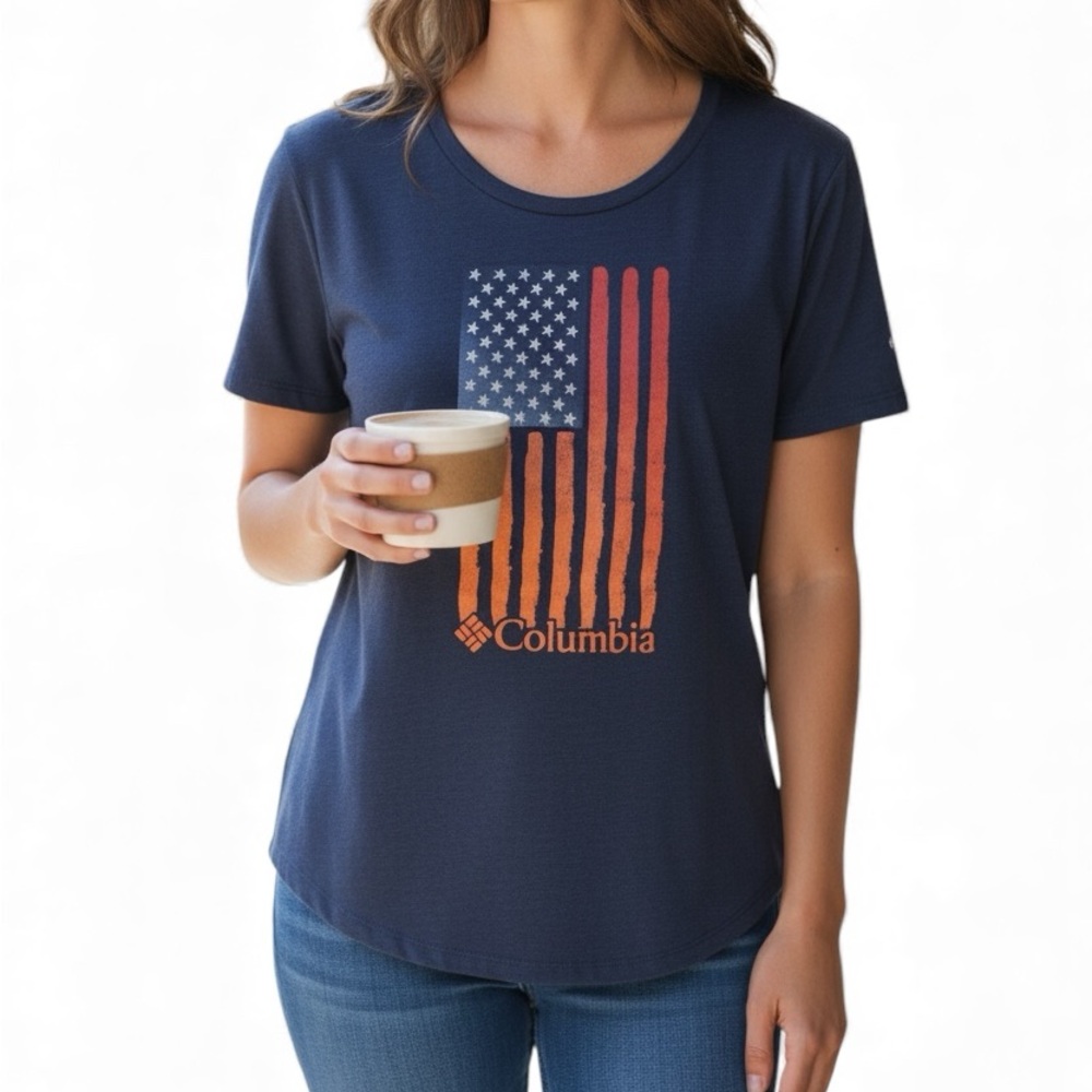 Columbia  Navy American Flag Tee